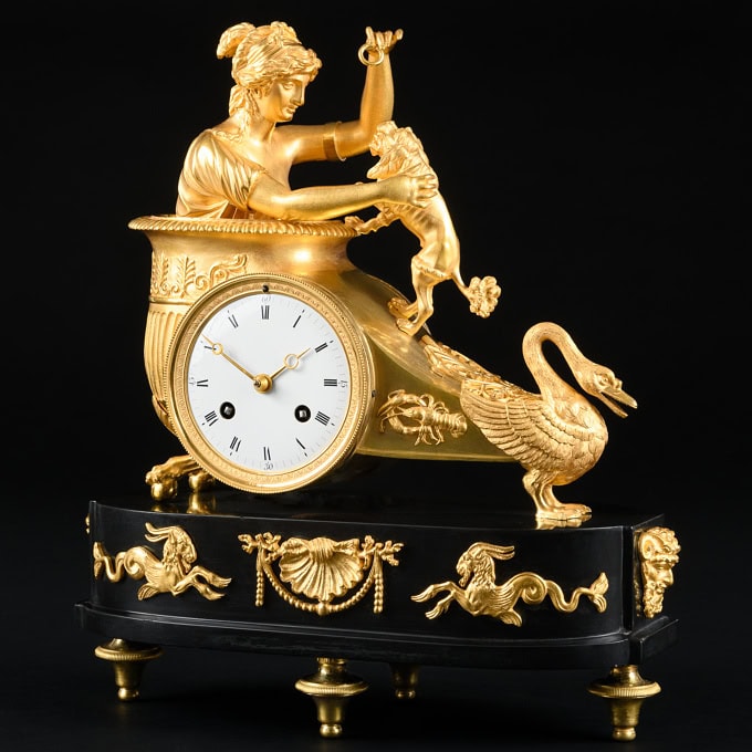 Mythological Empire clock "Au char de Vénus" after design by Jean-André Reiche - Image 3